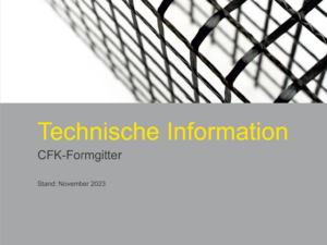 Titelseite der technischen Information der Johne & Groß GmbH zu CFK-Formgittern als Bewehrung in Beton